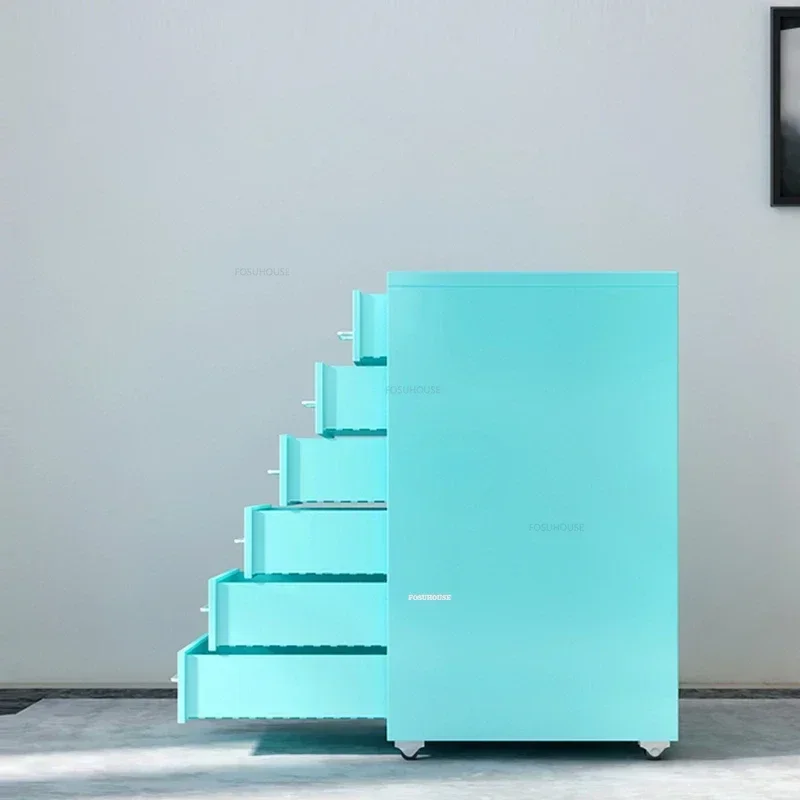 Modern Metal Filing Cabinets Office Desk Organizer Multi-layer Locking Shelf Mobile Storage Drawer Cabinet Simple Home Furniture