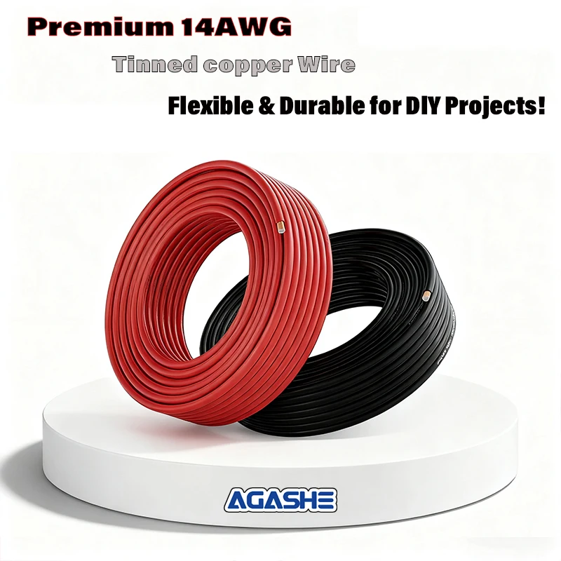 14AWG Tinned Copper Silicone Wire, for Car Audio/Marine/Solar/Speaker/LED/Auto/RV 12/24V Low-Voltage Wire Flexible&Durable