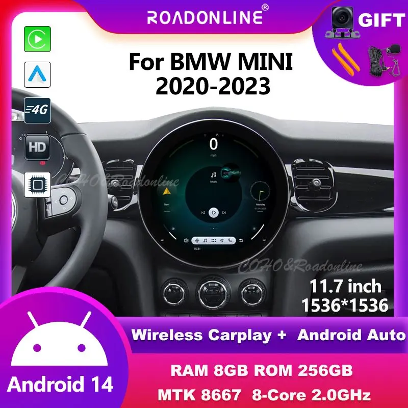 

11.7" Wireless CarPlay For BMW MINI 2020-2023 Android 14 8-Core 8G+256G Car Multimedia Player Stereo Receiver Radio