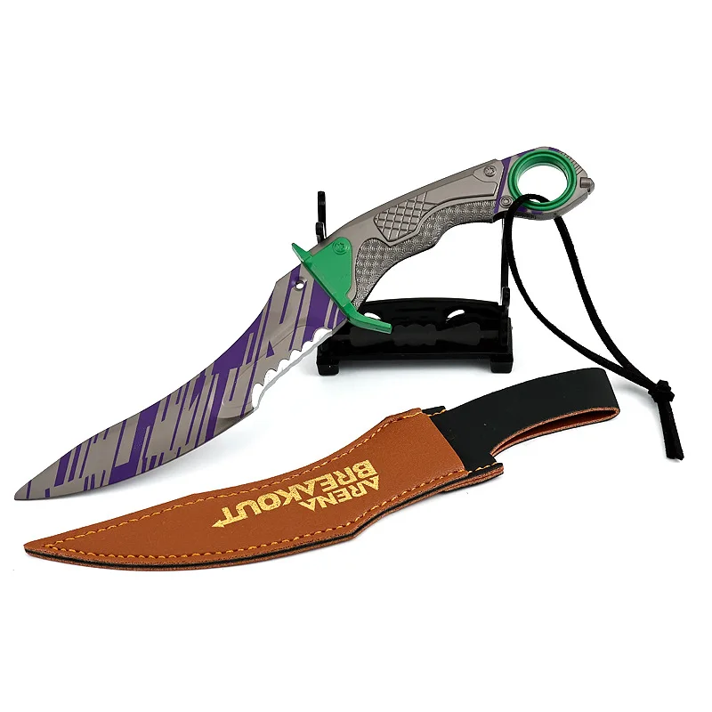 22 سنتيمتر/8.66in ساحة اندلاع لعبة الأجهزة الطرفية هجوم سريع منحني سكين أغطية جلد الحرف المعدنية لعبة نماذج الحلي الصبي هدية #5