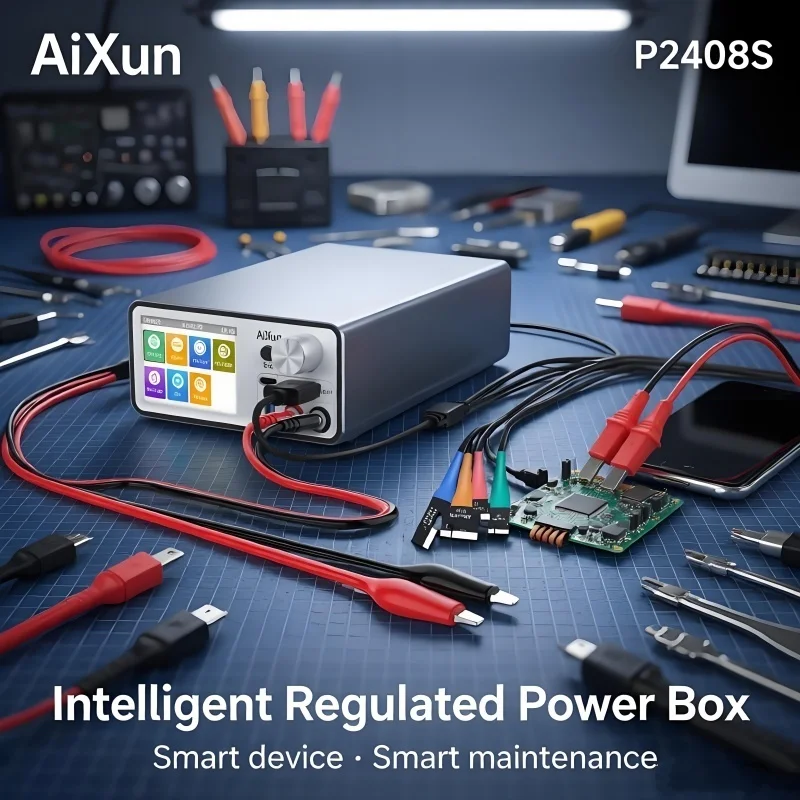 AiXun P2408S Intelligent Regulated Power Box 24V 8A DC Power Supply Mobile Phone Repair Tool for Motherboard Maintenance Tester