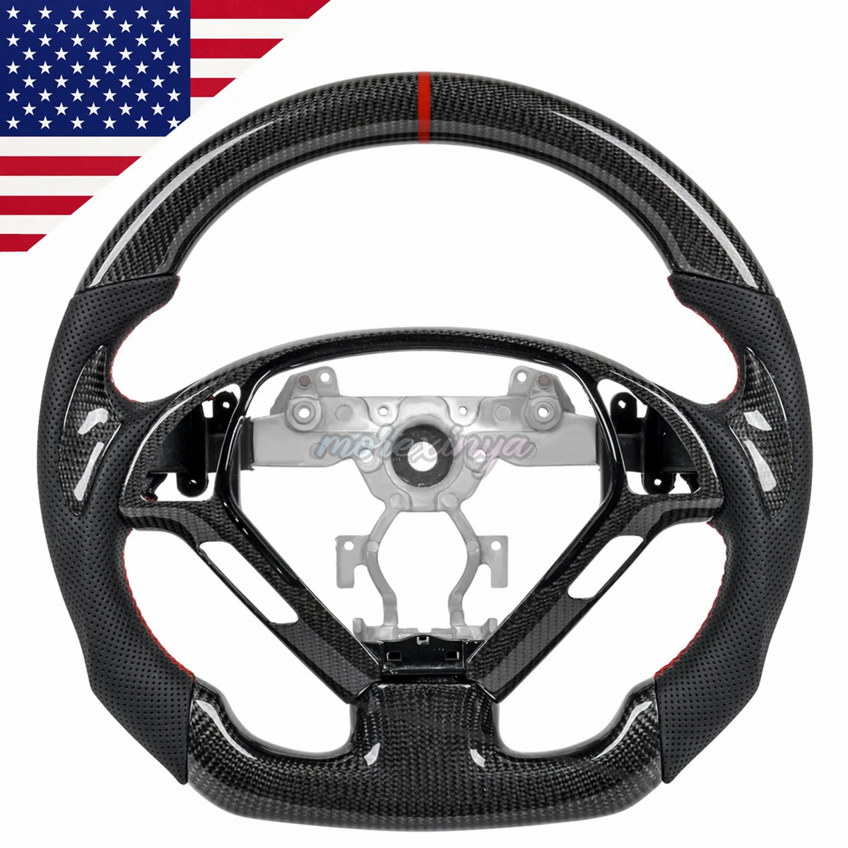 Carbon Fiber Steering Wheel For Infiniti G37 G37x G37s 2008-2015 W/ Cover Trim Perforated Leather Racing Steering Wheel US Stock
