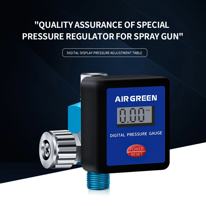 AIR GREEN Digital Pressure Gauge Regulator Unit For Spray Gun G1/4\