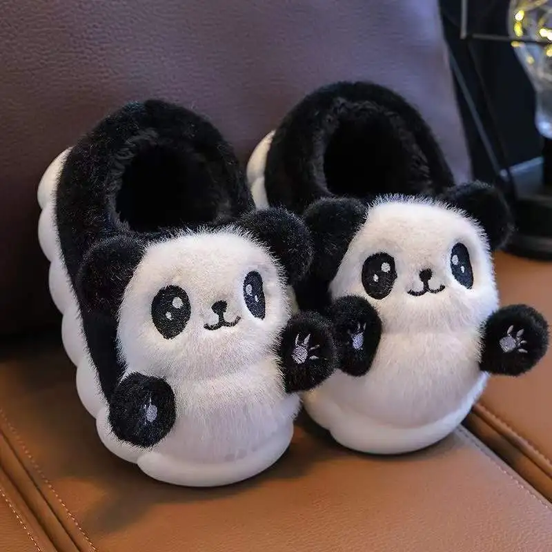 Dziecięce buty zimowe Panda rysunkowa Kapcie bawełniane Grube dno Domowe ciepłe dziecięce bawełniane buty Antypoślizgowe buty wewnętrzne dla