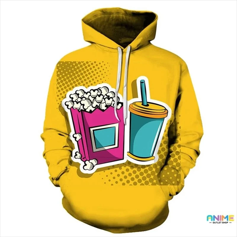 

New Fashion Popcorn 3D Printed Funny Hoodies Men's And Women's Clothing Spring Pullover Sweatshirt Unisex Streetwear Hooded