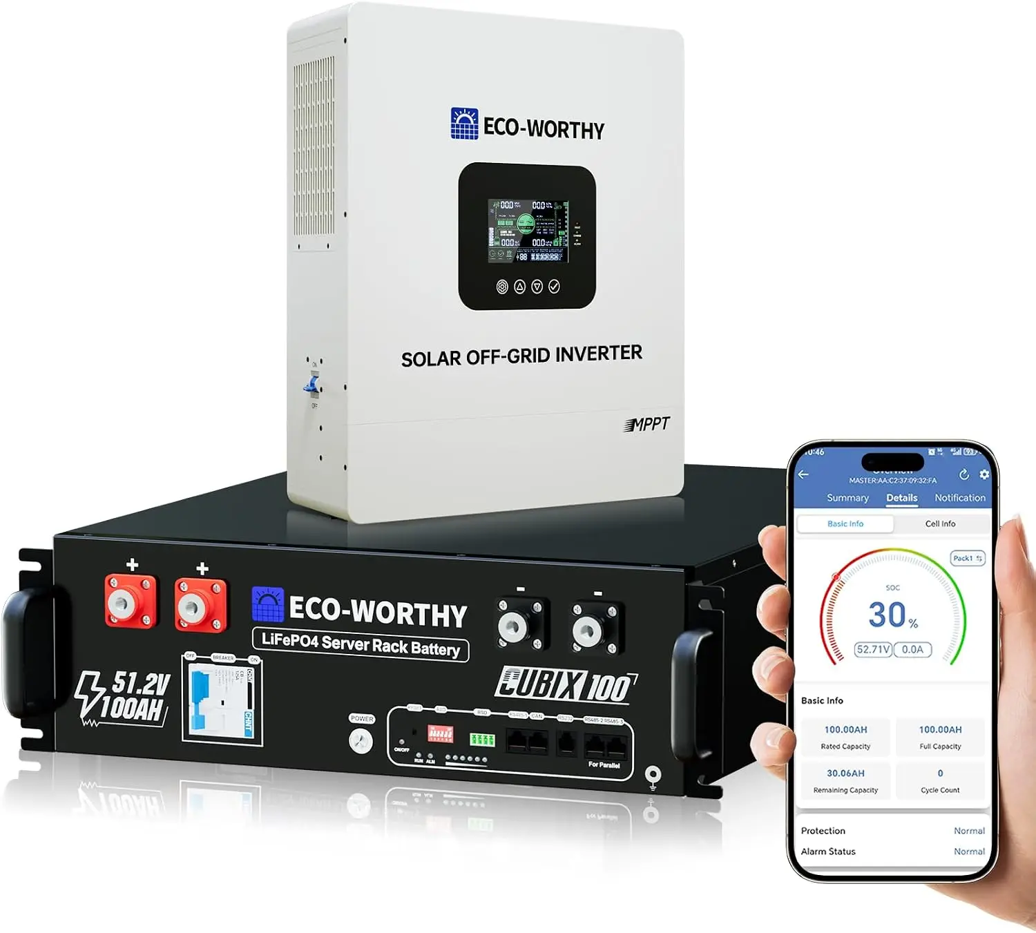 48V Home Backup Power, 5120Wh LiFePO4  AC 5000W Inverter ETL UL9540 AC & UL1741& CEC Listed,48V 100AH Lithium Server Rack  APP M