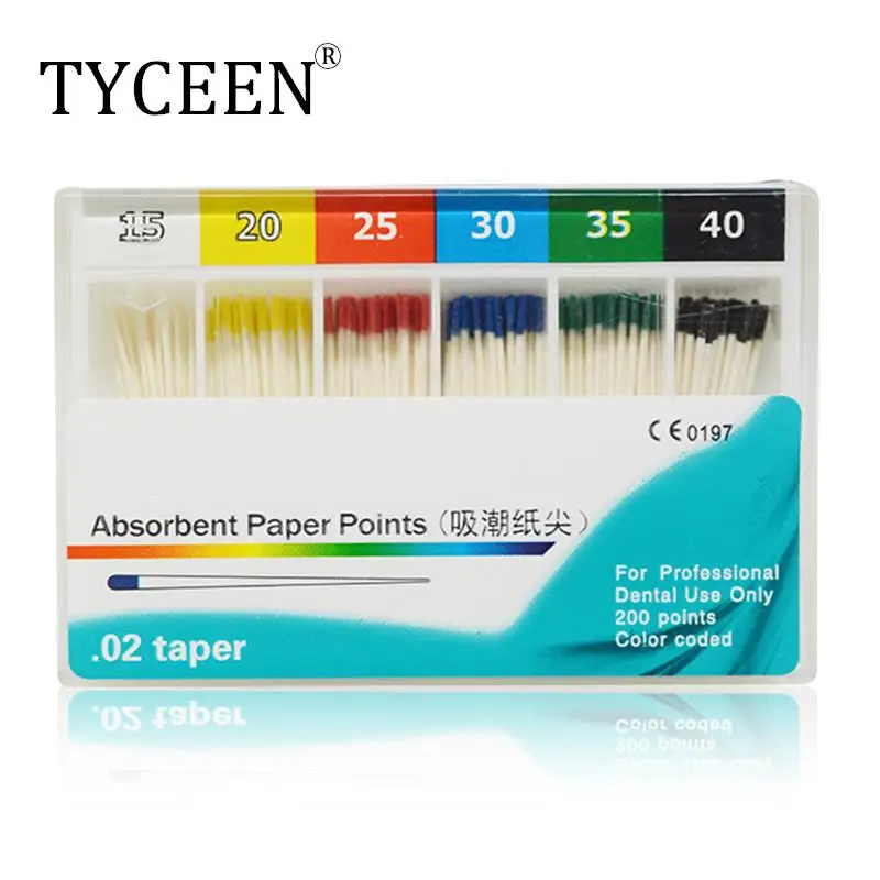 200pcs/pack Dental Absorbent Paper Points Root Cancel Endodontics Cotton Fiber Tips Paper Tips Dentist Product Mixed Sizes#15-40