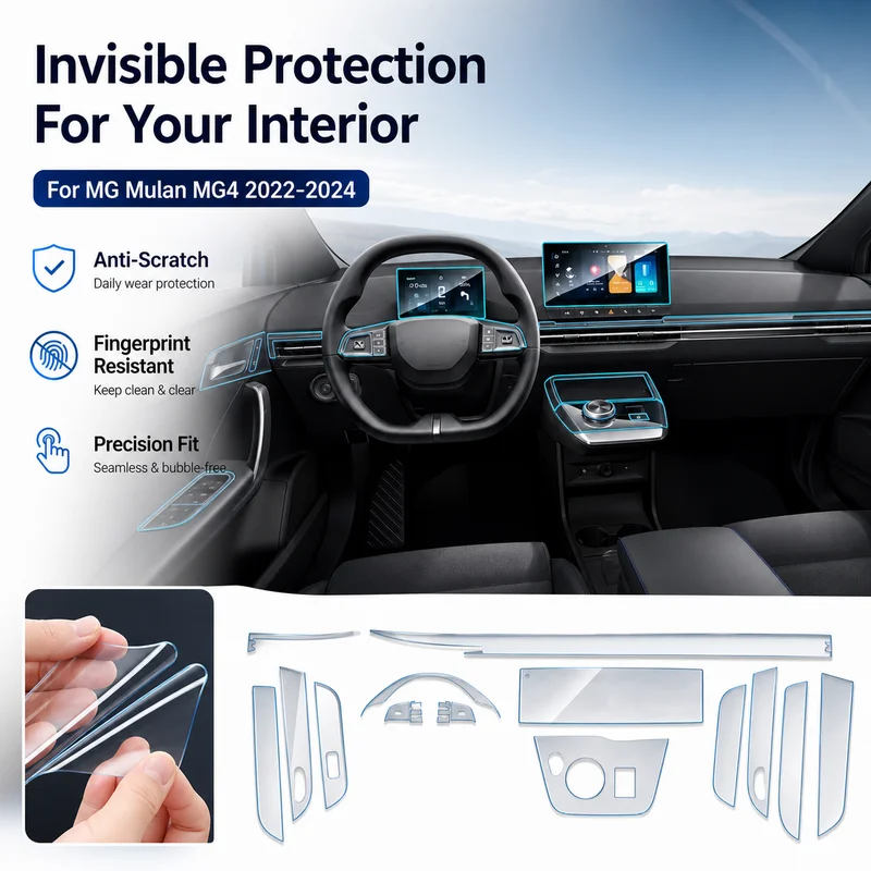 For MG Mulan MG4 2022-2024 Car Interior Dashboard Navigation Screen Protection Film TPU Anti-Scratch Sticker Cover