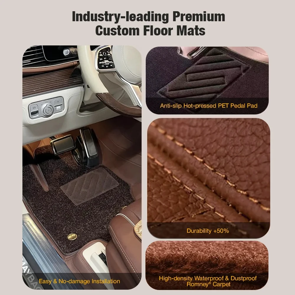 Style Double Layer 360 Full Set Car Floor Mats for Mercedes GLS |Anti-Scratch Wear-Resistant Liners