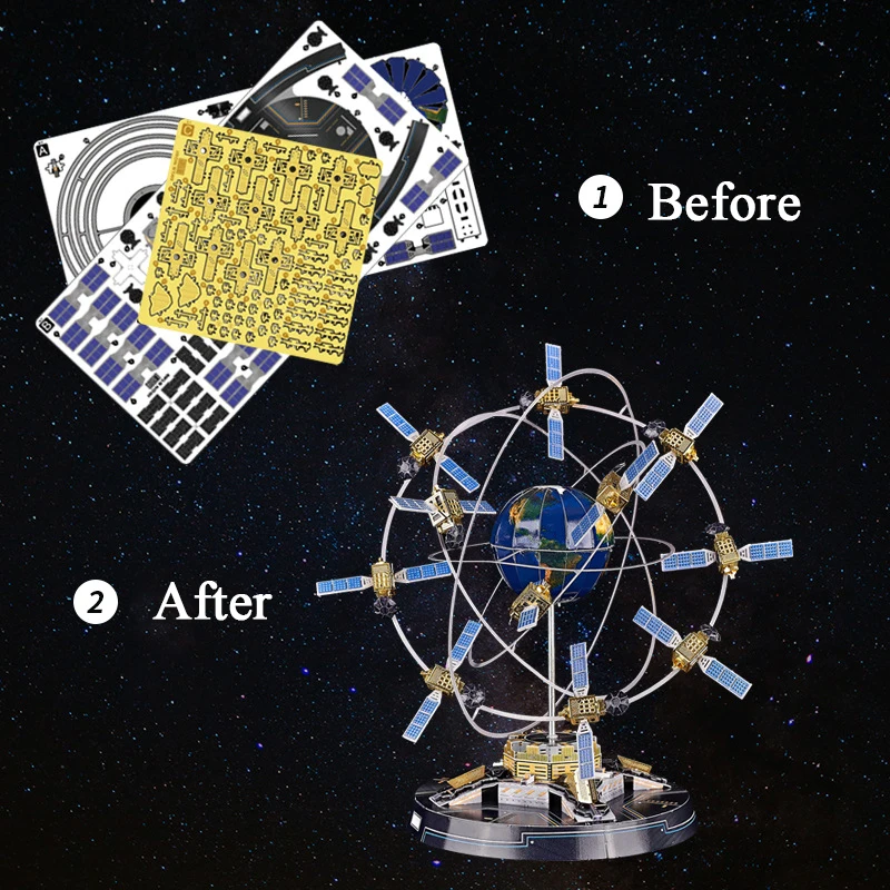 DIY 3D Metal Puzzle BeiDou Satellite System Model Building Kits Assembly Educational Jigsaw Puzzles for Children Birthday Gift