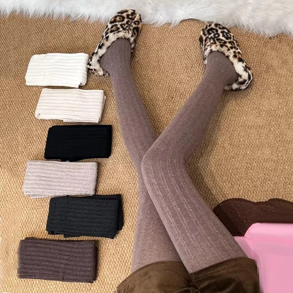 

Versatile Vertical Stripe Pantyhose Murad Color Thermal Slimming Leggings Vintage Thin Slim Winter Tights