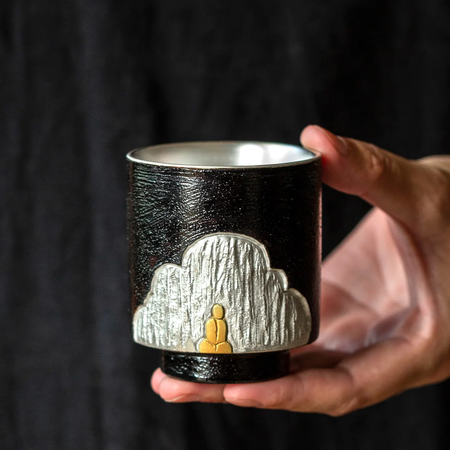 Large Lacquer Handmade Craftsmanship Liu Yinwu Ceramic Teacup Master Cup High-end Creative Gift Gift Box Handmade