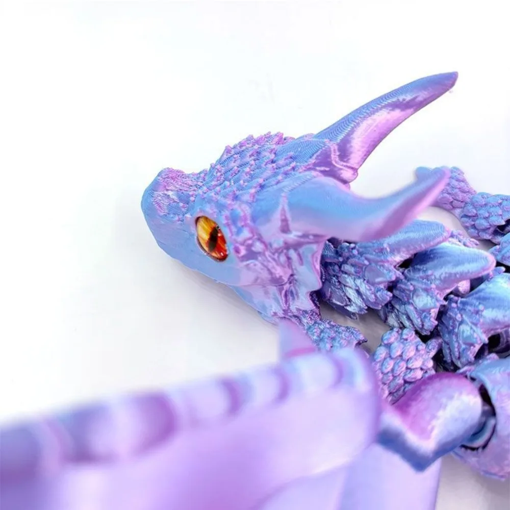 3D Printed 3D Printed Dragon Figurine Winged Design Multi-Jointed Movable Dragon Winged Carriage Dragon Tabletop Display