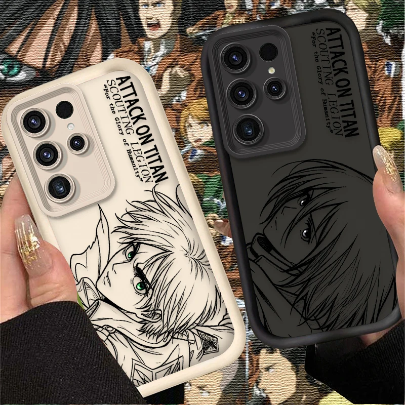 Attack On Titan Eren Yeager Mikasa Soft Case For Samsung Galaxy S26 S25 Edge S24 S23 Ultra S22 Plus S21 FE A07 A17 4G A37 A57 5G