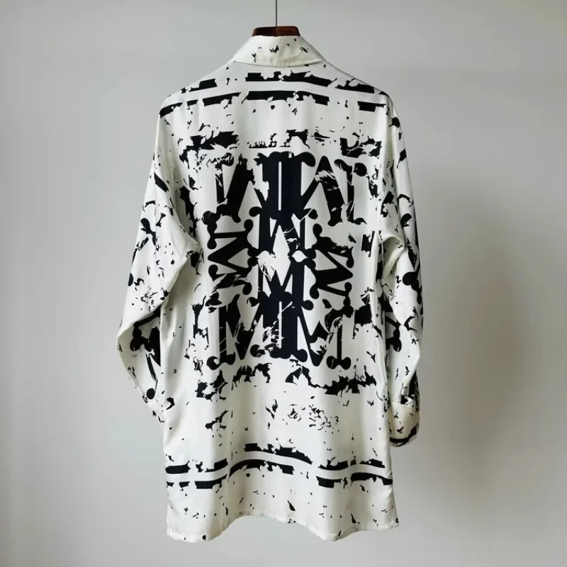Satin Vintage Women Blouses Spring/summer Prints Korean Clothing Sales Loose Long Sleeves Tops Polo-neck Silk Women's Shirts