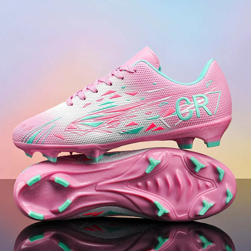 

Fashion Pink Youth Soccer Shoes Size 34-45 TF/AG Football Sneakers Man Futsal Shoes Non-slip Grass Training Men's Football Shoes