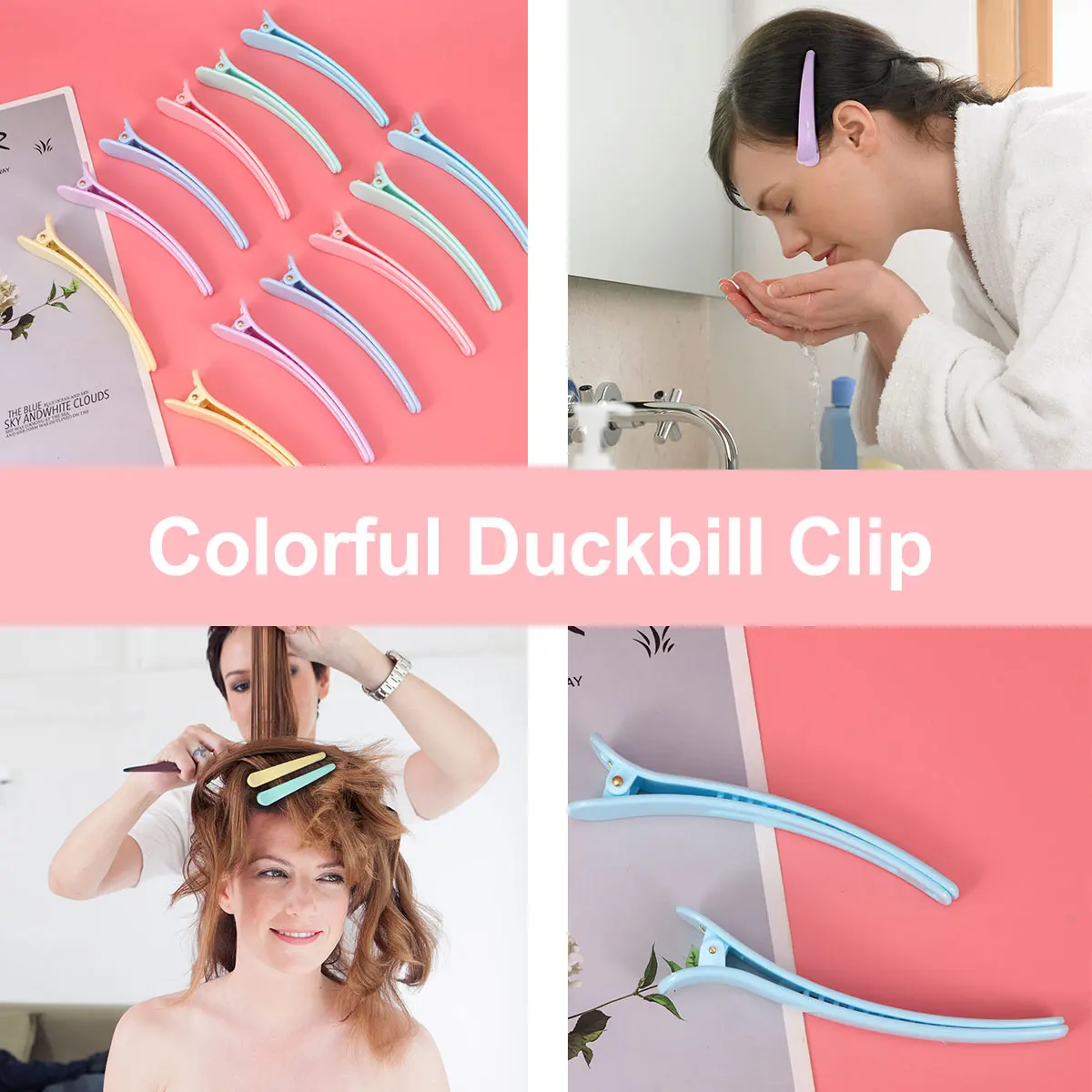 

12 шт., набор красочных зажимов в виде утконоса, зажимы для укладки волос для перегородок, секционирования салона, перманентная волна, сделай сам, макияж, мытье лица