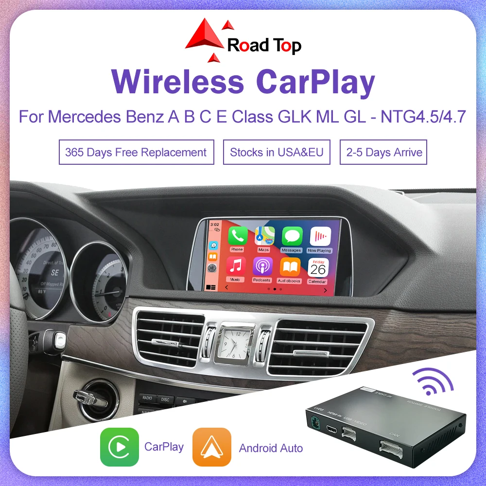 Wireless CarPlay for Mercedes Benz A Class W176 B W246 CLA GLA C-CLass W204 E-Class W212 C207 CLS W218 ML GL GLK SLK R72 G W463