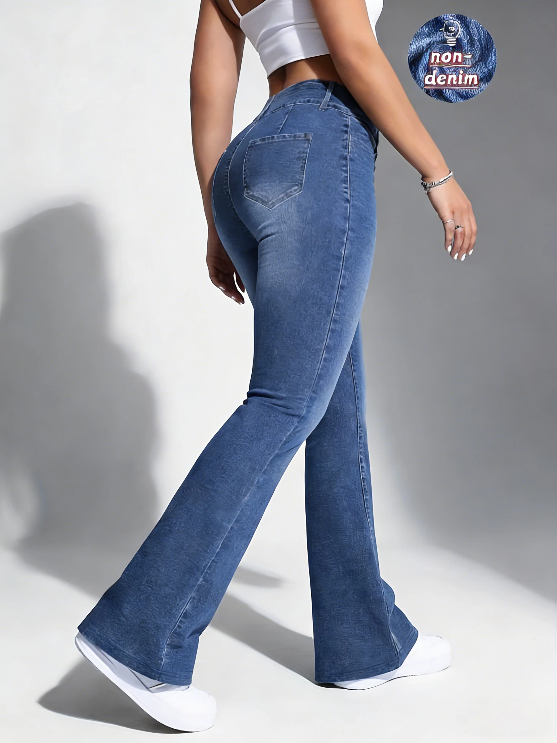 Women's Wide Leg Pants, Non-Denim Printed Elastic High Waist Slim Leggings, Gym Training Flared Pants Fashion Leggings Casual We