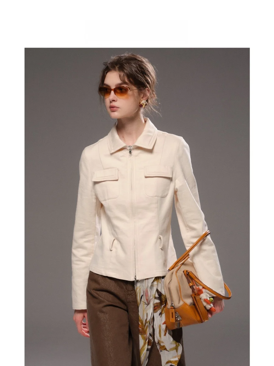 

Удлиненная куртка Havehas Fearl Exploration 00 из бархатного хлопка с зауженной талией и молнией, повседневное пальто средней длины для женщин