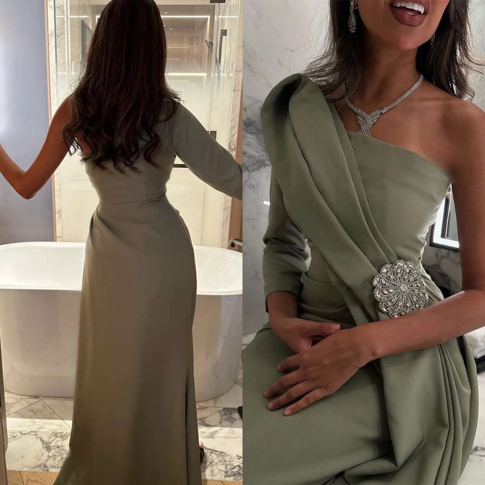 Abito da sera classico personalizzato con maniche lunghe monospalla Abiti da festa di alta qualità Abiti per occasioni speciali di moda