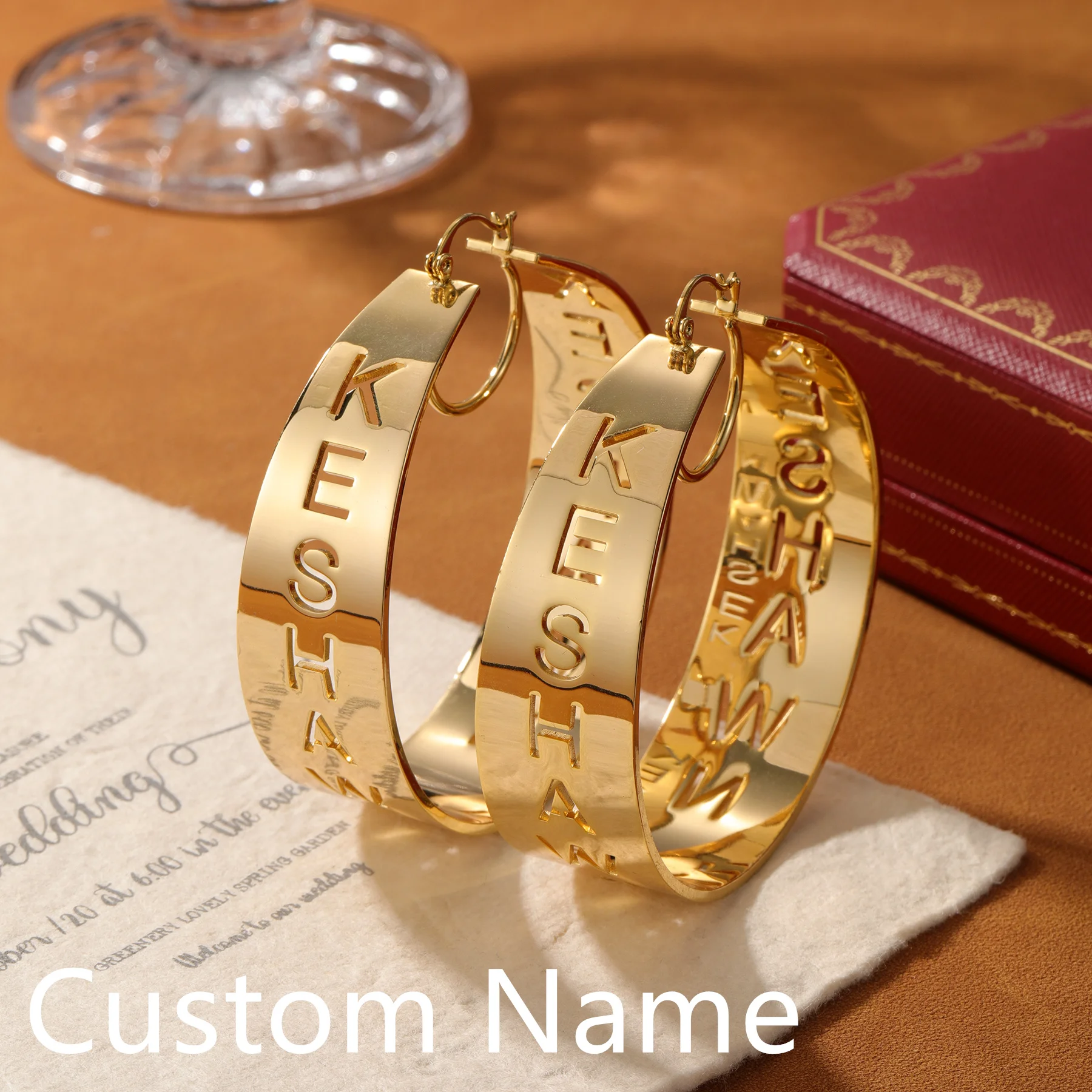 MYDIY Custom Letter Earrings Hoop Hollow Name Earrings High-end Stainless Steel Personalized Jewelry Accessories for Women Gift