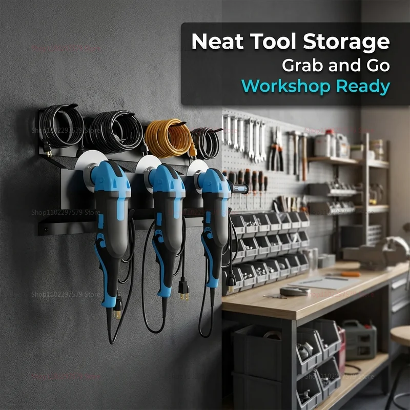 Angle Grinder Wall Mount Holder Storage Rack Bracket with Cord Hanger for Power Tools Workshop Garage Organizer Heavy Duty