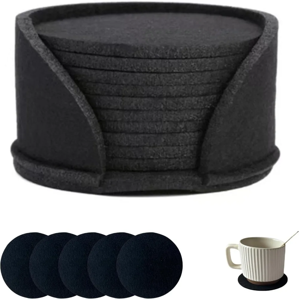 

10 шт. фетровые подставки с держателем, впитывающие подставки для напитков, коврик для чашек, настольная подставка для напитков, бар, домашний декор журнального столика