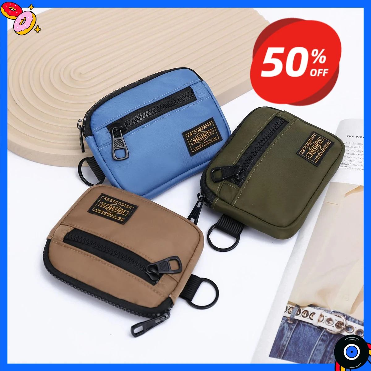 محفظة منظمة للجنسين بسحاب وحامل بطاقات للعملات المعدنية، حقيبة إكسسوارات ملابس العمل متعددة الوظائف هدية عيد الميلاد المتينة للرجال