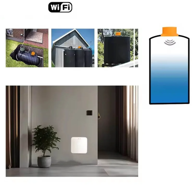 ABMF-ME201W Solar Smart Water Level Monitor Ultrasonic Water Level Sensor With Smartphone APP EU Plug