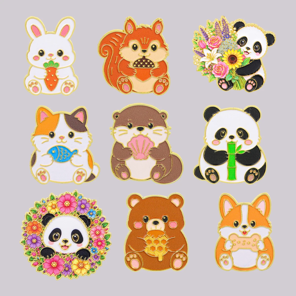 Cartoon Cat Enamel Pin Cute Panda Brooch Pines Lapel Pins Badge on Backpack Clothing Accessories Animal Jewelry Friends Gifts