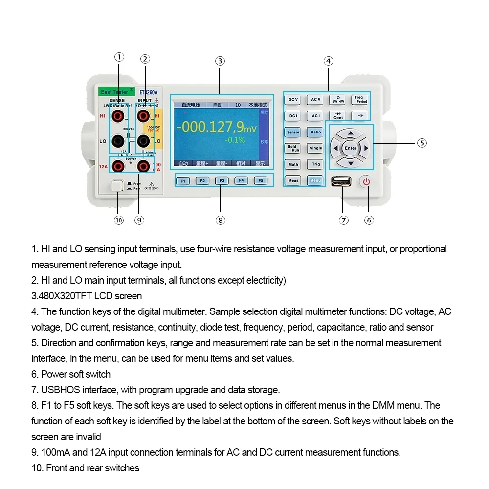 Automatic 22000 Counts Digital Multimeter ET3240 ET3255 ET3260 TFT Large Screen High Accuracy Desktop Multimeter Tester