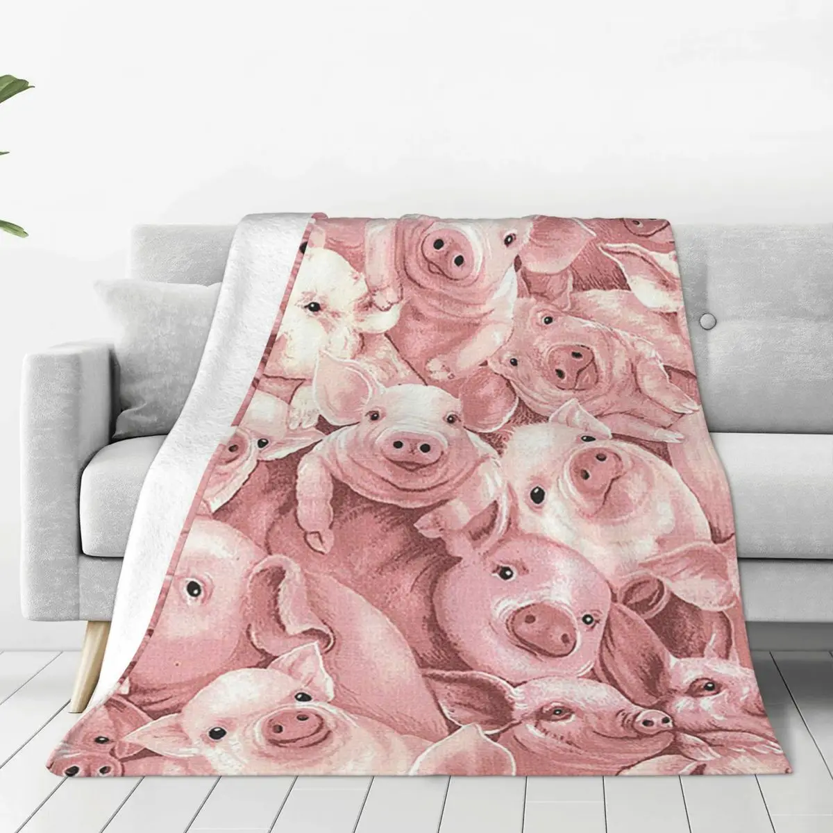 

Cute Pig Pink Animal Blankets Fleece Spring Autumn Collage for Adult Kid Lightweight Throw Blankets for Bedding Travel Rug Piece