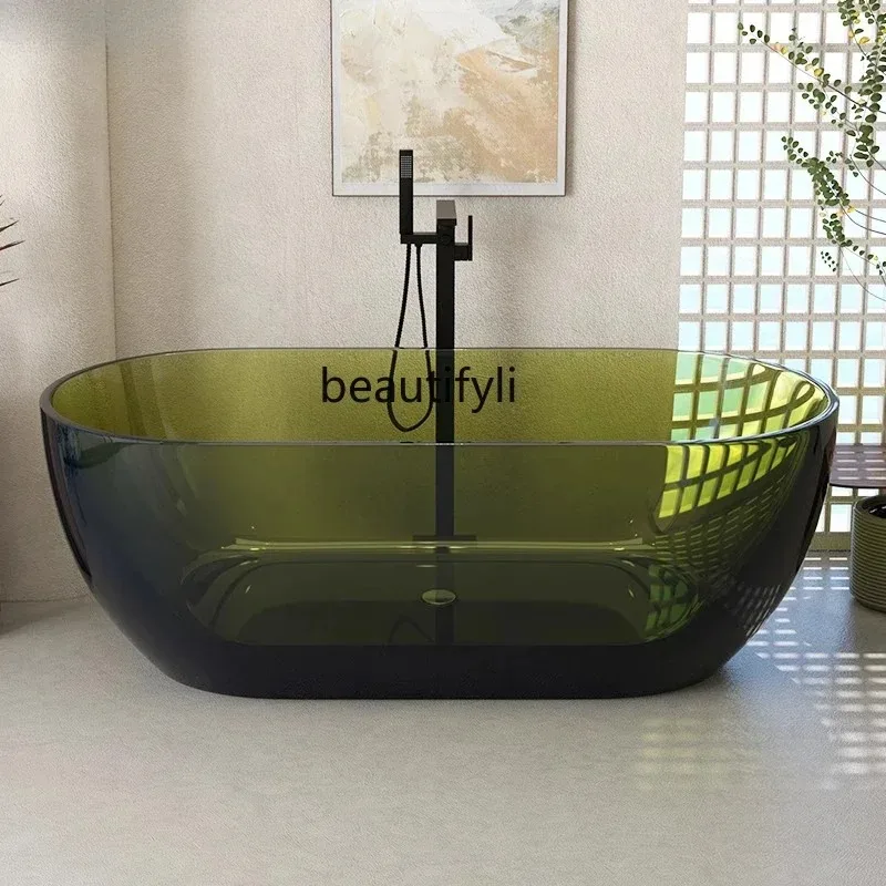 XX80 Transparent Bath Individual Color Crystal Resin Oval Hotel Double Bath Artificial Stone