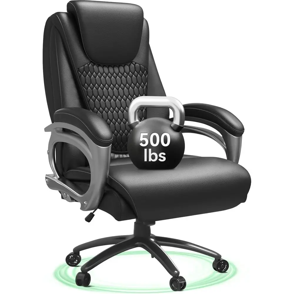 

500lb Capacity Heavy Duty High Back PU Leather Office Chair with Adjustable Height and Wheels