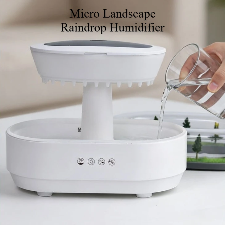 Creative Raindrop Micro‑landscape Aroma Diffuser Home Humidifier Color Changing Ambient Light Decor for Christmas Holiday Gift