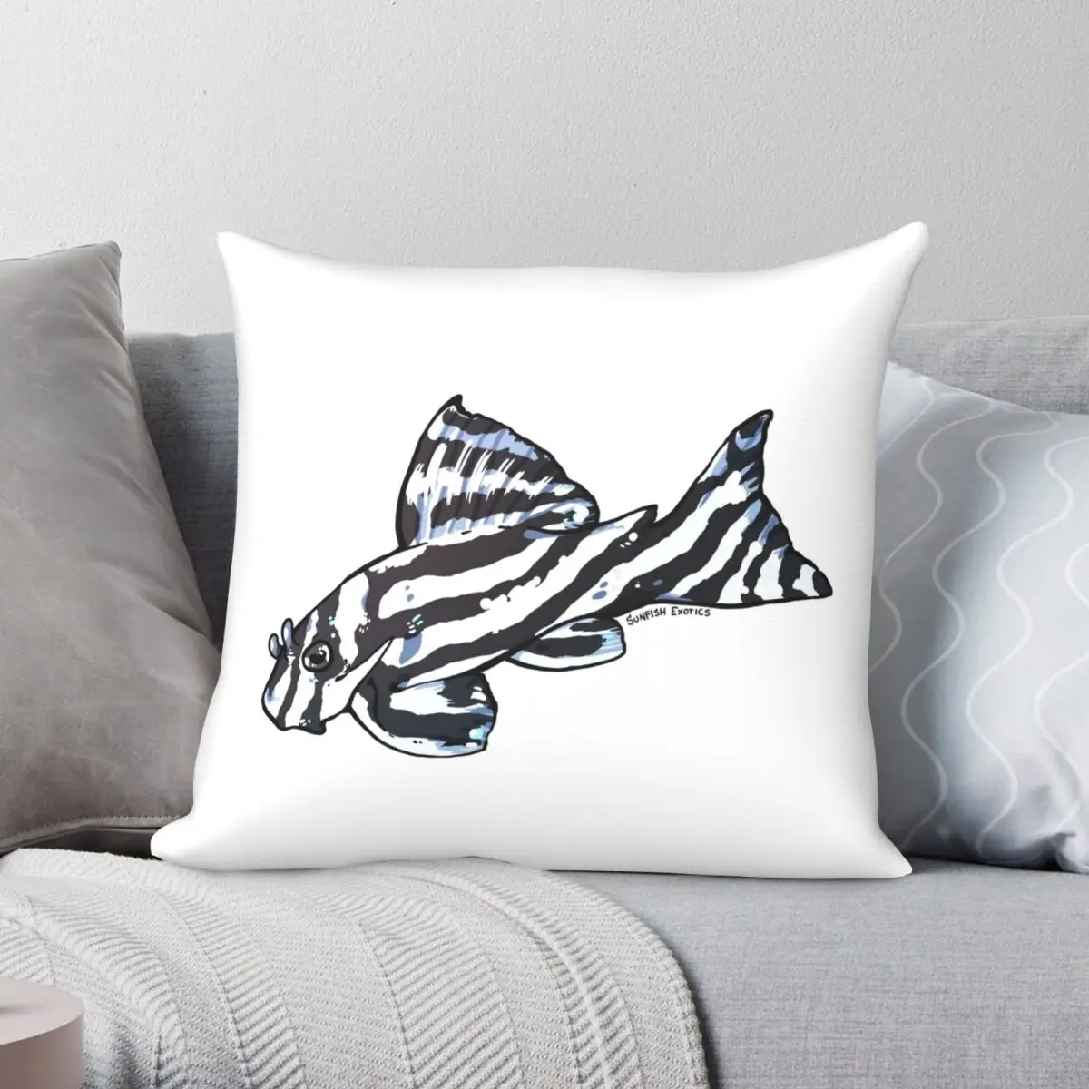 Zebra Pleco L46-funda de almohada cuadrada de poliéster, lino y terciopelo, decoración creativa con cremallera, cojín para cama, 45x45