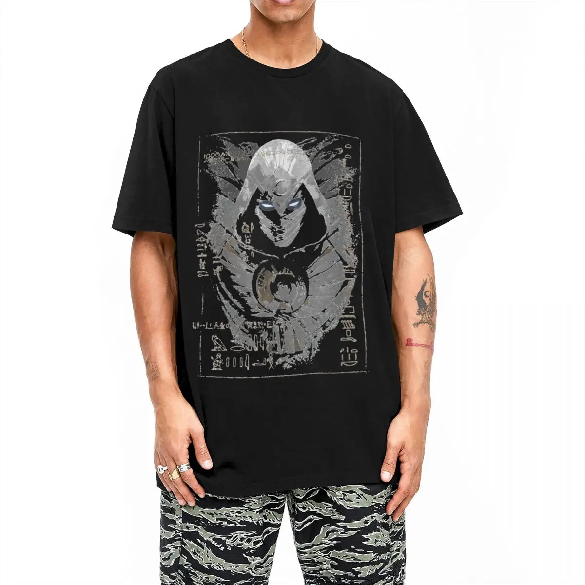 Humor Moon Knight Ancient Glyphs T-Shirt Men Women Crew Neck Cotton T Shirt Short Sleeve Tee Shirt Gift Idea Clothes