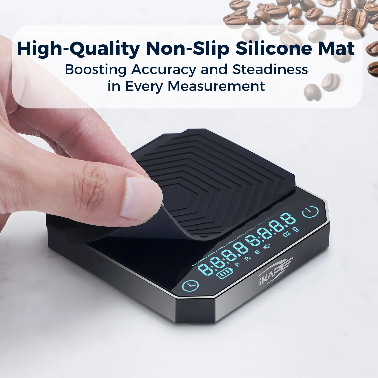 IKAPE Rechargeable Mini Coffee Scale with Timer Portable Mirror Scale 2kg/0.1g Accurate Scale For Espresso&Pour-Over Coffee