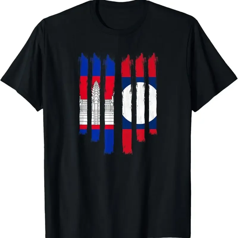 Cambodia Khmer Cambodian Laos Lao Laotian Mixed Dna Flag T Shirt