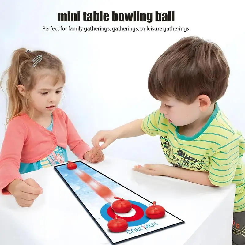 Tabletop Curling Game Table Golf Game Educational Curling And Golf Game With Mat Children Travel Party Fun Indoor Golf Game