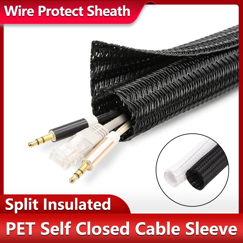 1~50m Expandable PET Self-Closed Cable Sleeve 3 5 8 10 13 16 19 25 32mm Split Insulated Heat Resist Split Line Protector Sleeve