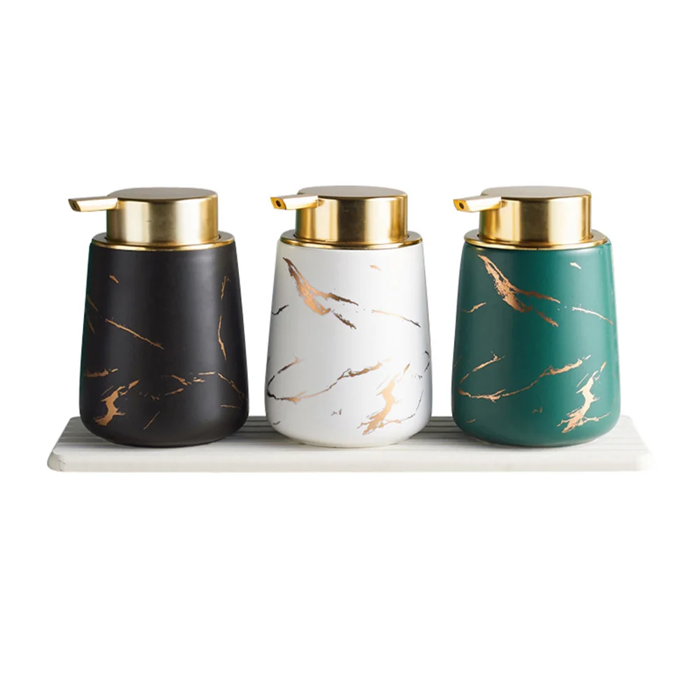 

1Pcs Press Pump Lotion Bottle 400ml Safe Durable Ceramic Soap Dispenser for Home Sink Travel Portable Marbling White