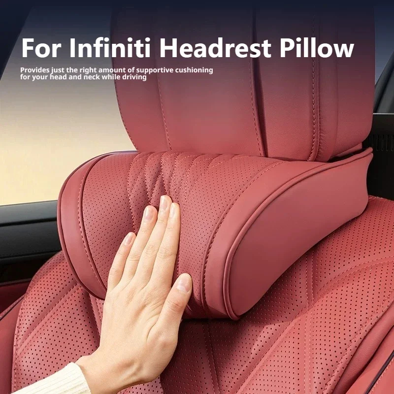 Memory Foam Nappa Leather, Car Neck Pillow, For Infiniti Q50 Q60 QX50 QX60 QX80 QX55, Luxury Vehicle Headrest Cushion Interior