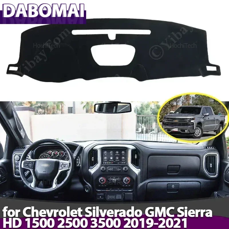 Para Chevrolet Silverado GMC Sierra HD 1500 2500 3500 2019 2020 2021 cubierta de tablero alfombrilla para tablero alfombra almohadilla sombra capa manta