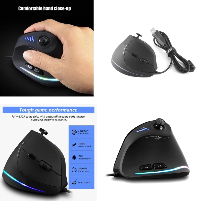 

Vertical Gaming Mouse Vertical Ergonomic Mouse with Joystick Control Adjustable 10000DPI for