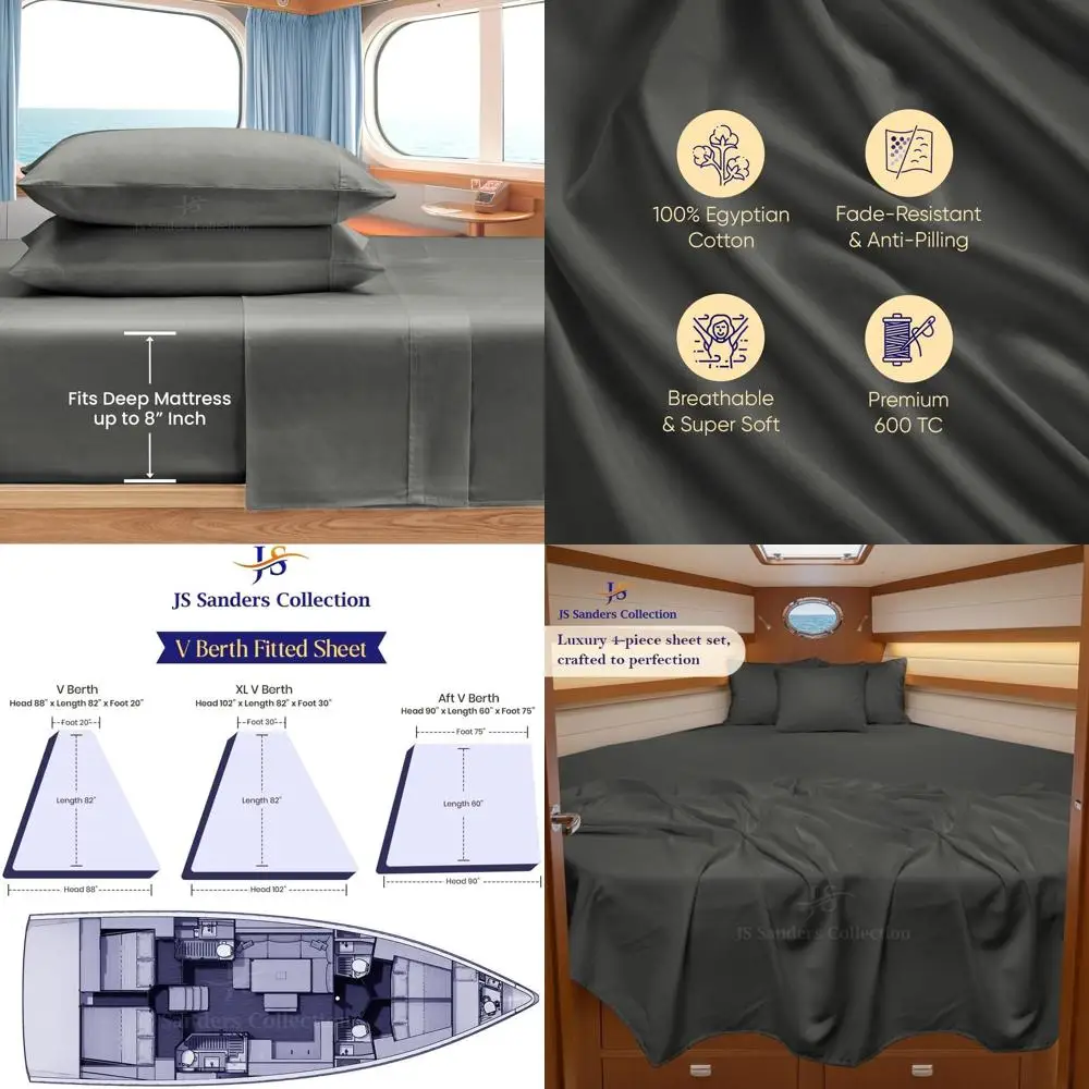 

Комплект постельного белья из египетского хлопка V Berth — 4 предмета, подходит для матрасов до 8 шт., 600 ниток, темно-серый
