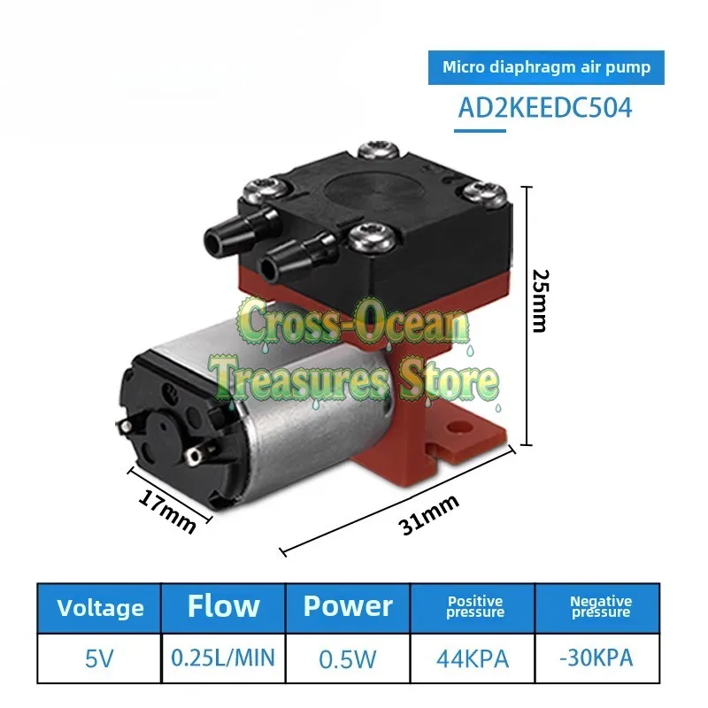 

AD2DC5V Мини-вакуумный насос Ручной безмасляный мембранный воздушный насос для отбора проб газа Микровоздушный насос с высоким расходом Вакуум 5 В постоянного тока