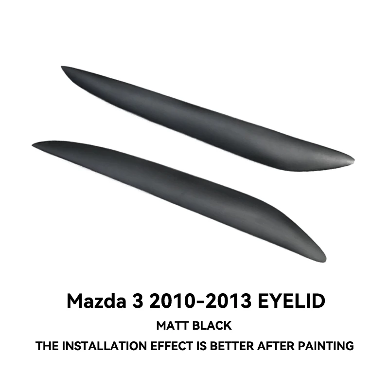 Carbon Fiber Car Headlight Eyebrows Cover Trim Sticker Head Lamp Eyelid For Mazda 3 M3 2010 - 2013 Fiber Glass Matt Black Primer