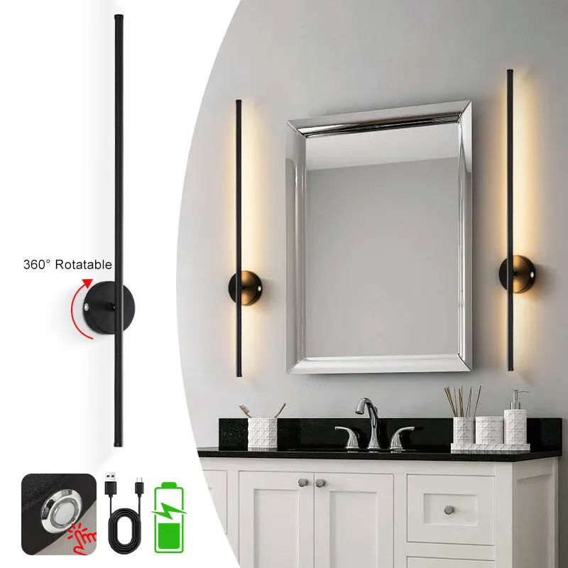 

Wireless Battery Operated LED Wall Lights with Remote Control 3CCT Rechargeable Wall Lights Touch Switch Dimmable Wall Sconce